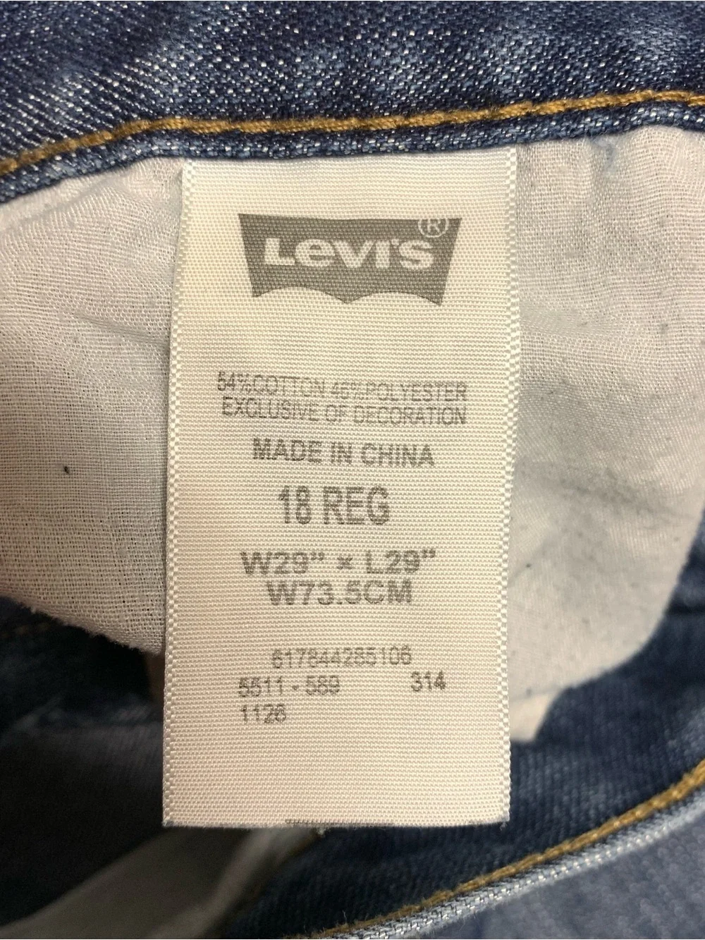 Levis 511 Slim Jeans Mens 29x29 Boys 18 Regular Blue Zip Fly